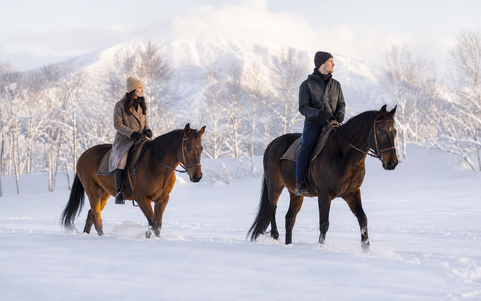 Winter horseback riding in Hokkaido